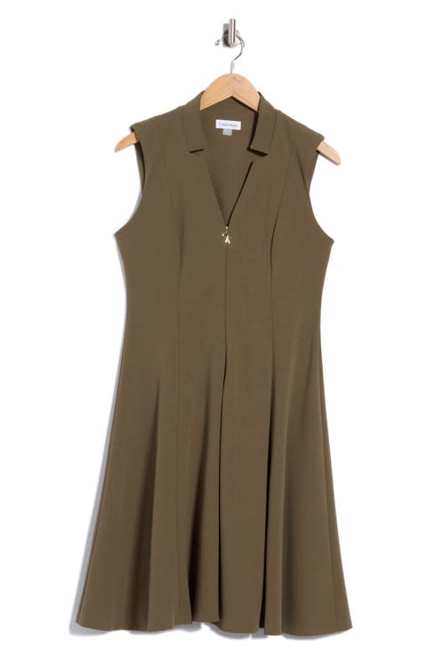 Sleeveless Zip Front Fit & Flare Dress