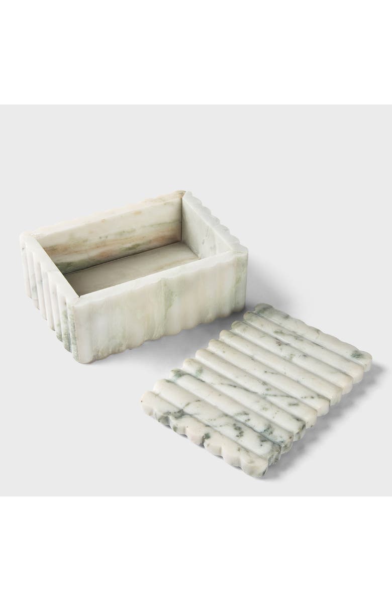 Mela Artisans Sculpted Marble Box, Alternate, color, White