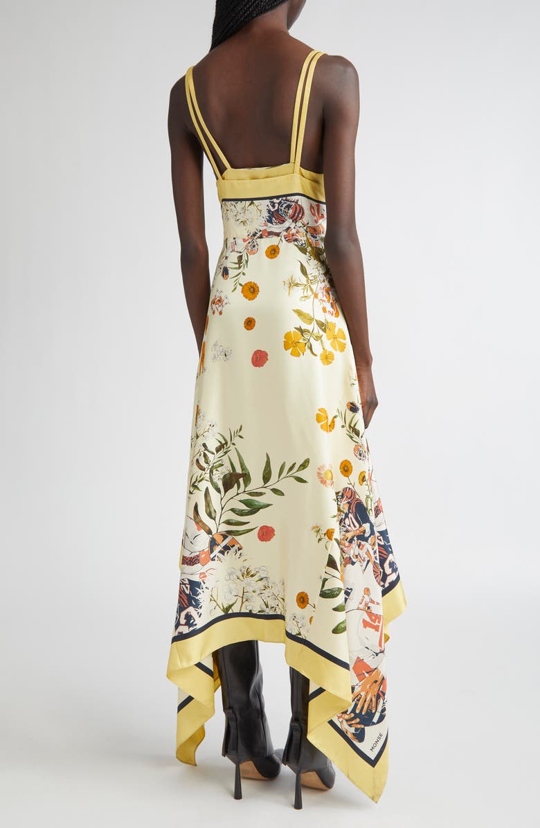 MONSE Floral/Football Handkerchief Hem Slipdress, Alternate, color, Yellow Multi