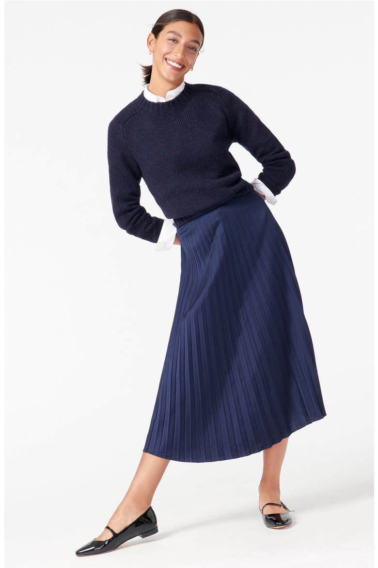 Pleated Midi Skirt, Alternate, color, NAVY