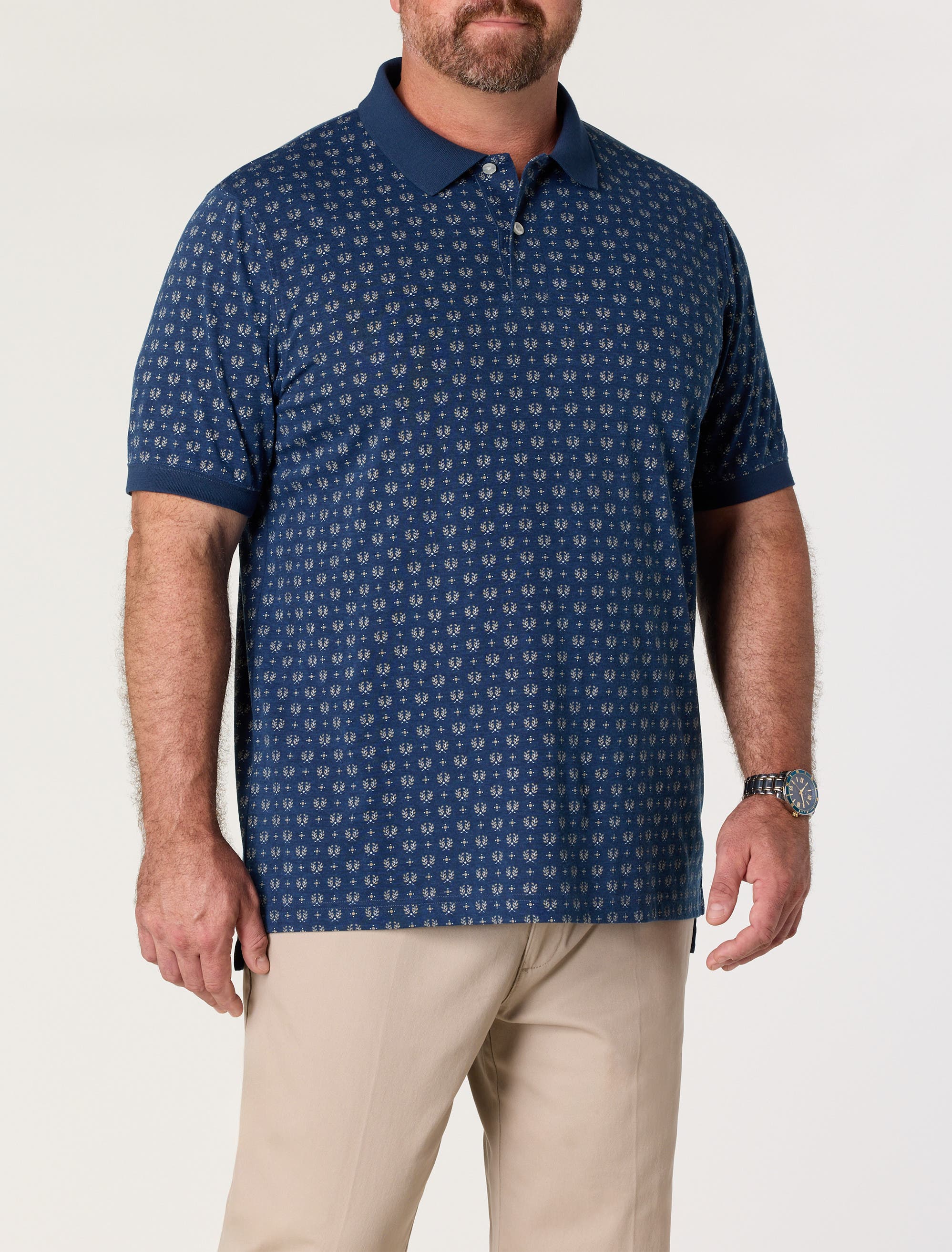 Harbor Bay by DXL Big & Tall Leaf Print Polo Shirt (Men) | Nordstrom