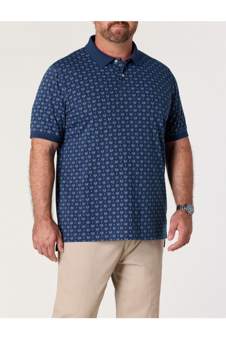 Big & Tall Leaf Print Polo Shirt, Alternate, color, INSIGNIA BLUE
