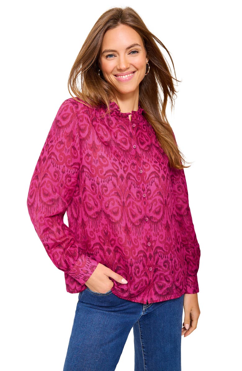 Tommy Bahama Seaside Ikat Ruffle Neck Shirt, Alternate, color, 