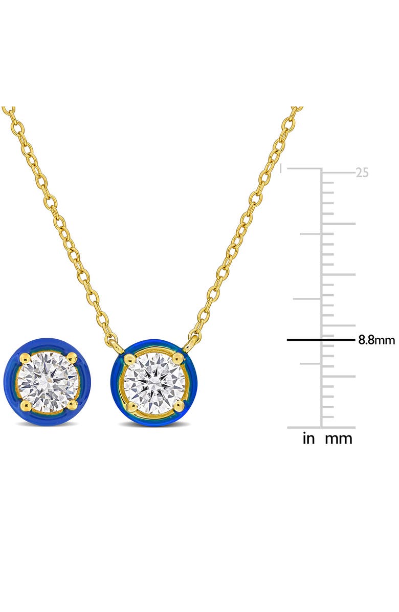 DELMAR Lab Grown Moissanite & Enamel Earrings & Necklace Set, Alternate, color, Gold Multi
