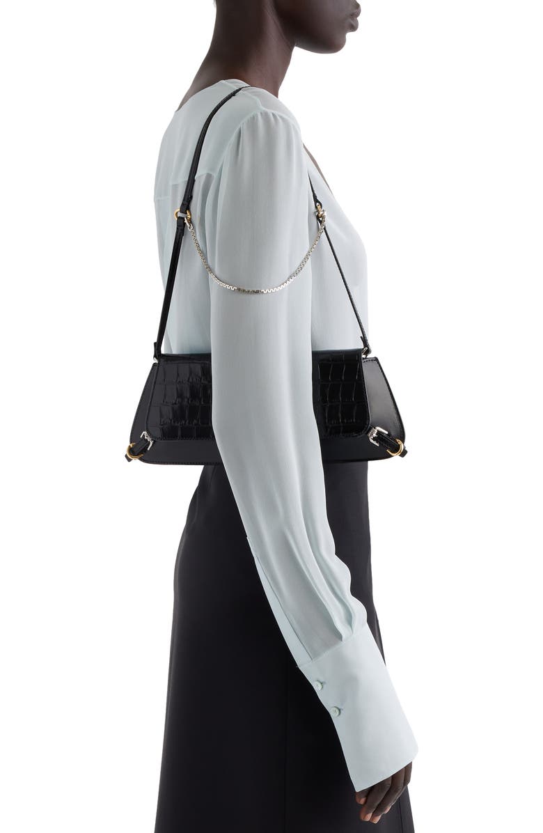 Givenchy Voyou Croc Embossed Leather Shoulder Bag, Alternate, color,