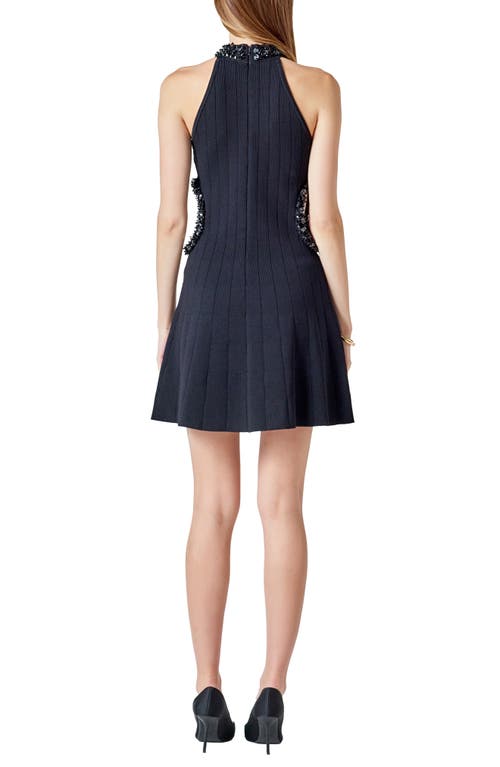 Endless Rose Beaded Cutout Rib Minidress In Black