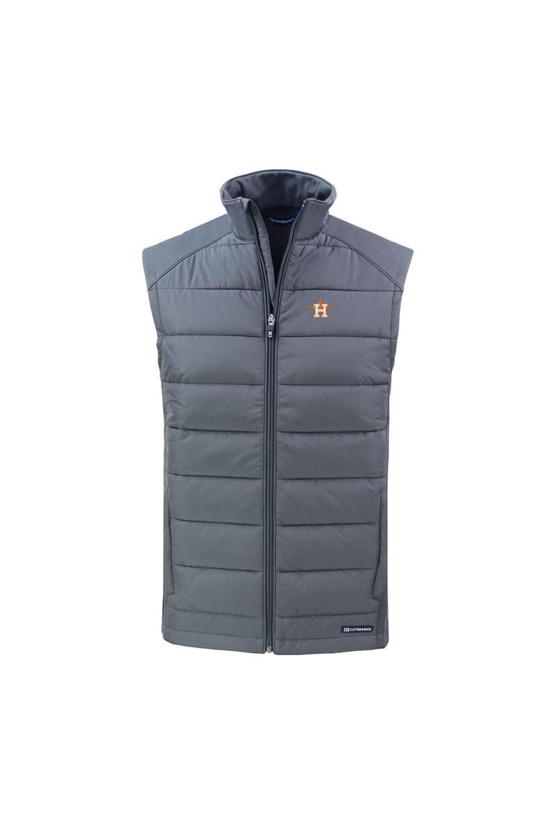 Cutter & Buck Men's Cutter & Buck Gray Houston Astros Evoke Hybrid Eco Softshell Recycled Full-Zip Vest, Alternate, color, 