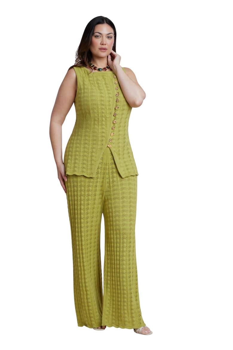 Pointelle Stitch Sweater Pant, Alternate, color, LENTIL SPROUT