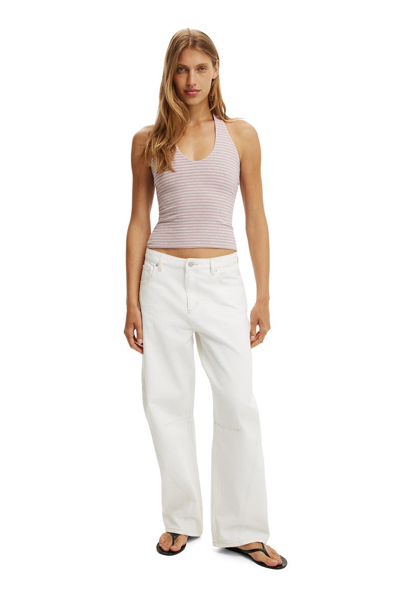 Women's All Day V Neck Halter, Alternate, color, Madi Stripe Blush Cloud