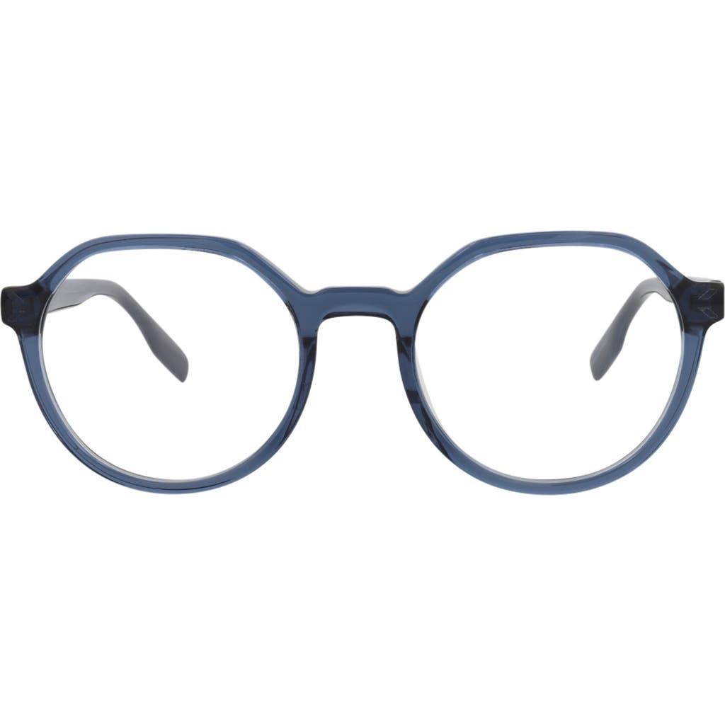 Alexander Mcqueen Mcqueen 51mm Round Optical Glasses In Blue Blue Transparent