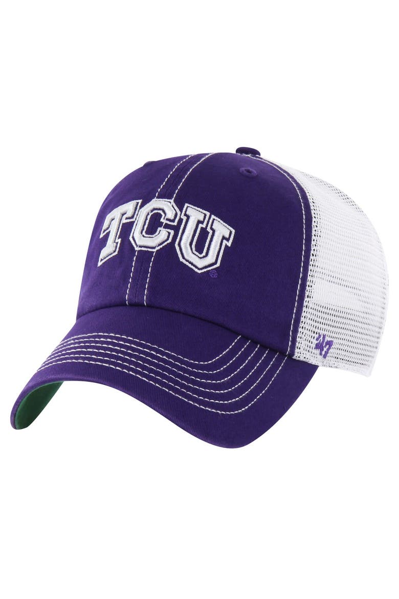 Men's '47 Purple TCU Horned Frogs Trawler Clean Up Adjustable Hat, Main, color, Purple