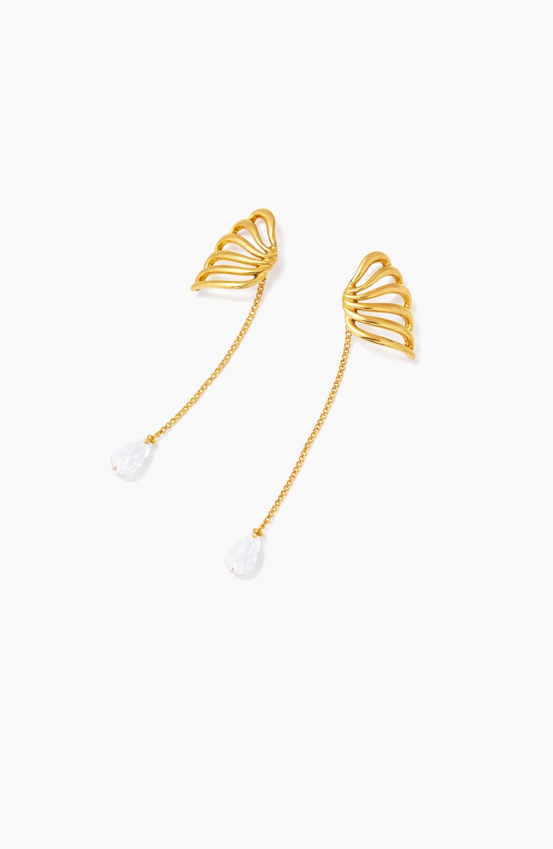 YOJ Travro Drop Stud Earring in Gold and Crystal, Alternate, color, Gold