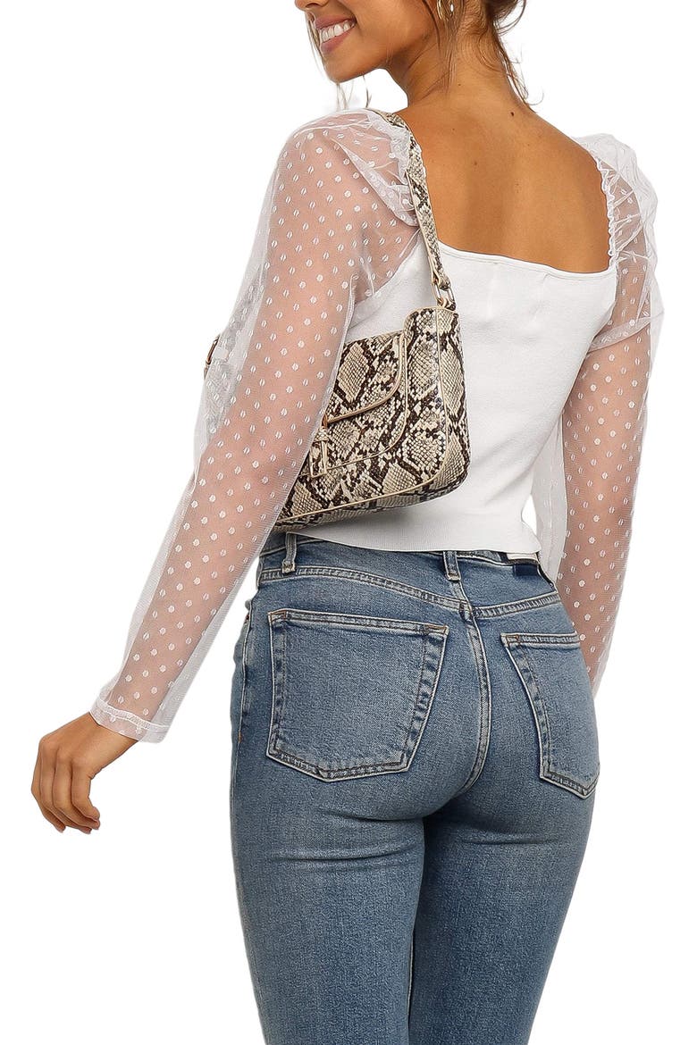 Rigala Sheer Swiss Dot Sleeve Top, Alternate, color, IVORY