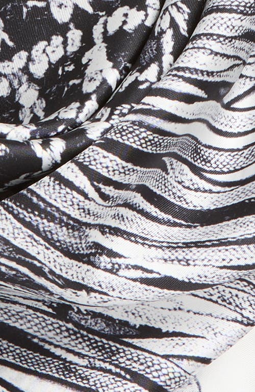 Lafayette 148 Trompe L'oeil Print Silk Twill Scarf In Gray