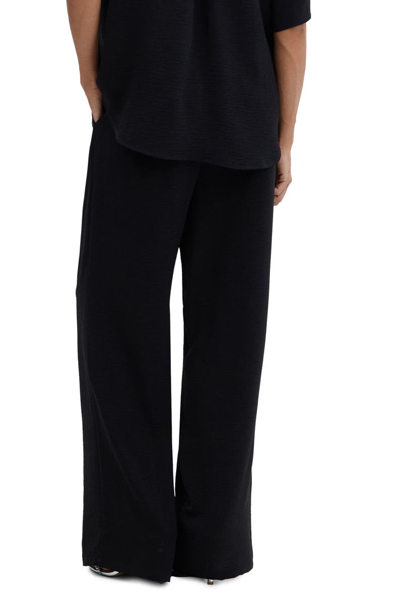 MANGO Textured Wide Leg Drawstring Pants, Alternate, color, 