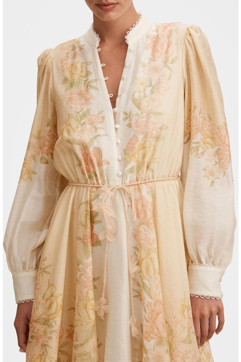 Shyla Floral Long Sleeve Minidress, Alternate, color, PEACH MERCIA FLORAL