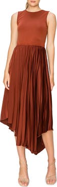 MELLODAY Mixed Media Sleeveless Asymmetric Dress