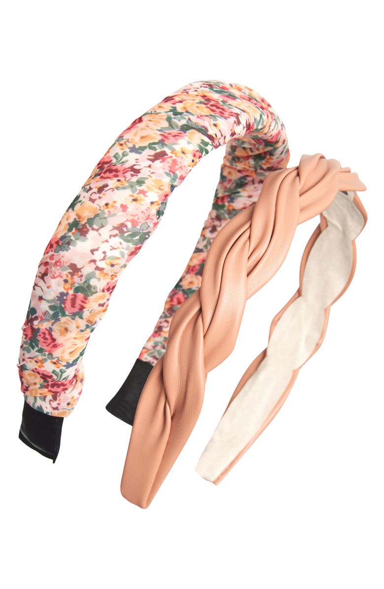 Tasha 2-Pack Headbands, Main, color, Pink Floral