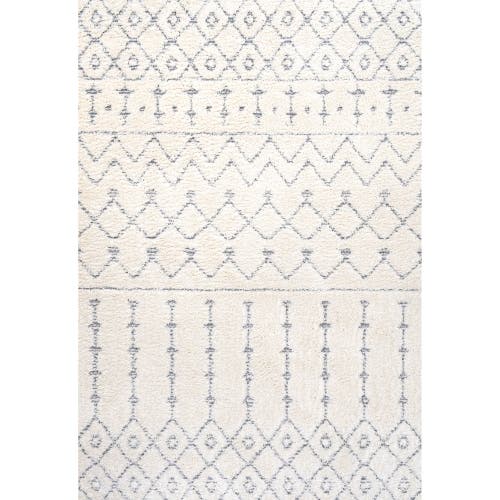 Jonathan Y Pia Moroccan Trellis Plush Carved Area Rug In Cream/gray