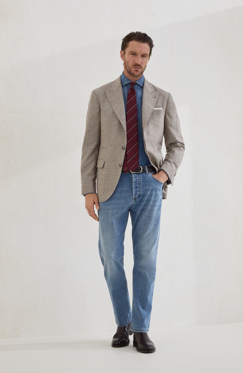 Brunello Cucinelli Lightweight denim shirt, Alternate, color, Medium Denim