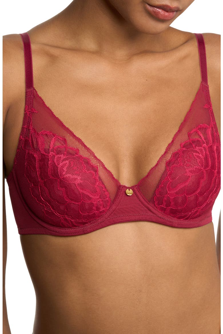 Flora Underwire Contour Bra, Alternate, color, DARK RED/ BONFIRE