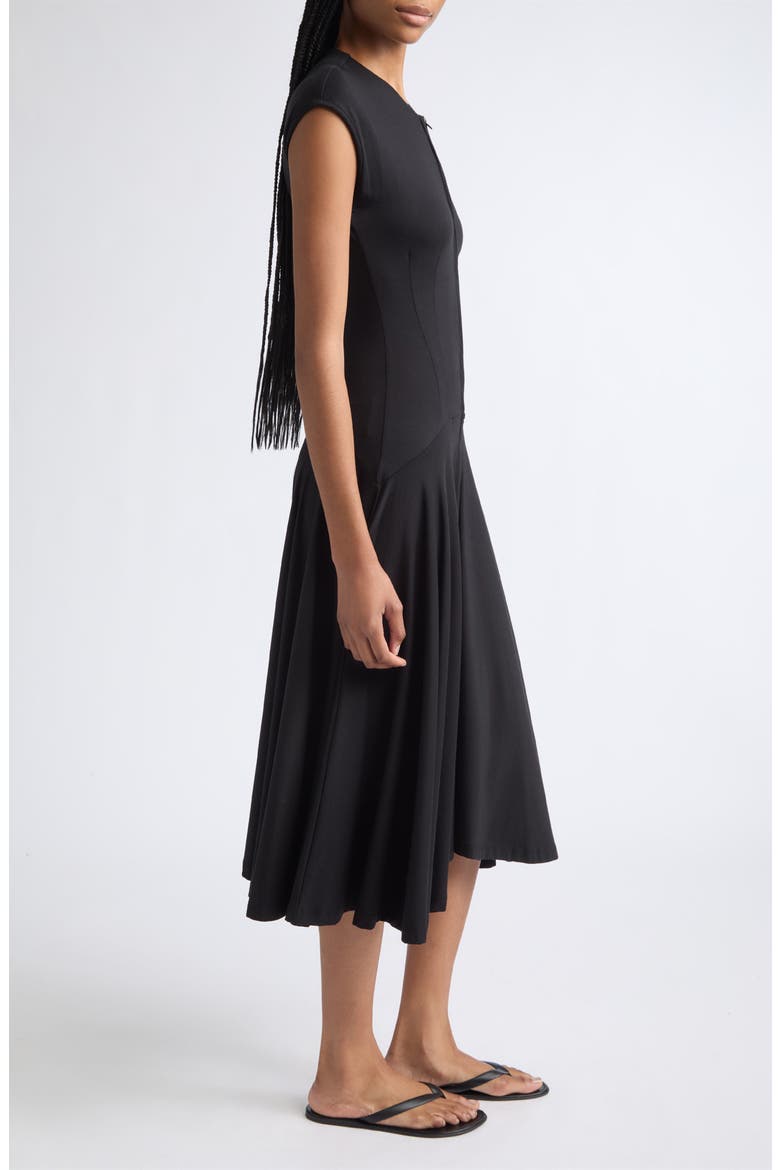 Farrah Zip-Up Jersey Midi Dress, Alternate, color, BLACK