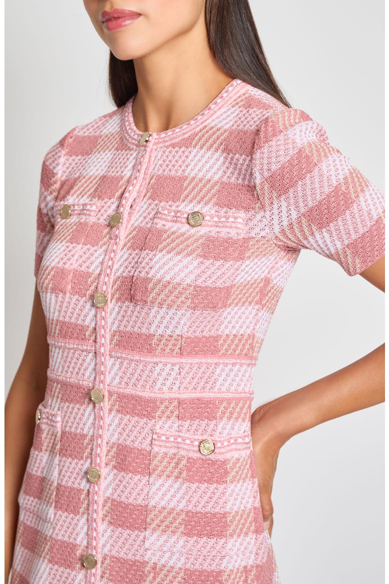 Modern Fit Tweed Sheath Dress, Alternate, color, HONEY SUCKLE