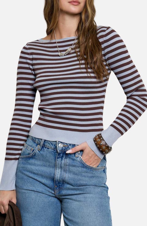 Stripe Rib Long Sleeve Sweater