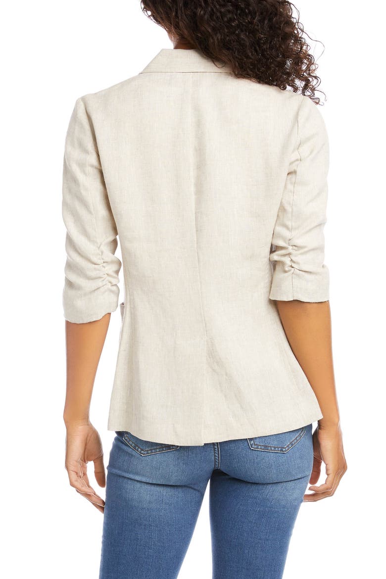 Ruched Sleeve Linen Blazer, Alternate, color, OATMEAL