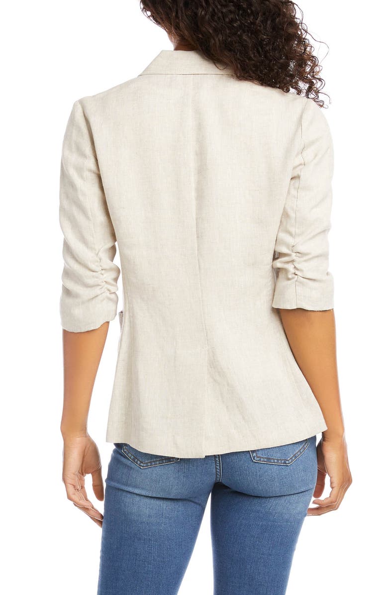Karen Kane Ruched Sleeve Linen Blazer, Alternate, color, Oatmeal