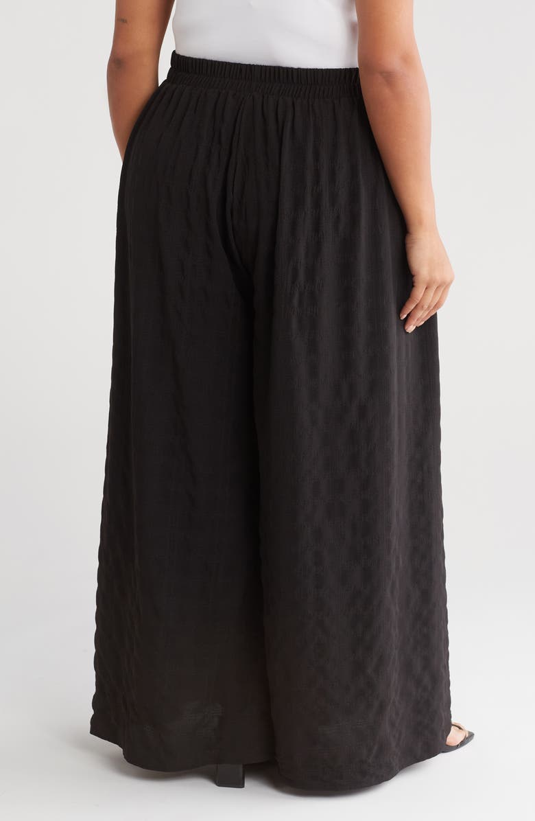 Renee C Textured Ankle Wide Leg Pants, Alternate, color, Black