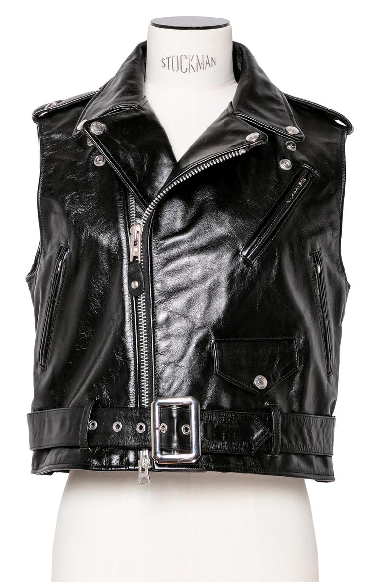 Sacai MADSAKI Schott Blouson Leather Jacket, Alternate, color,