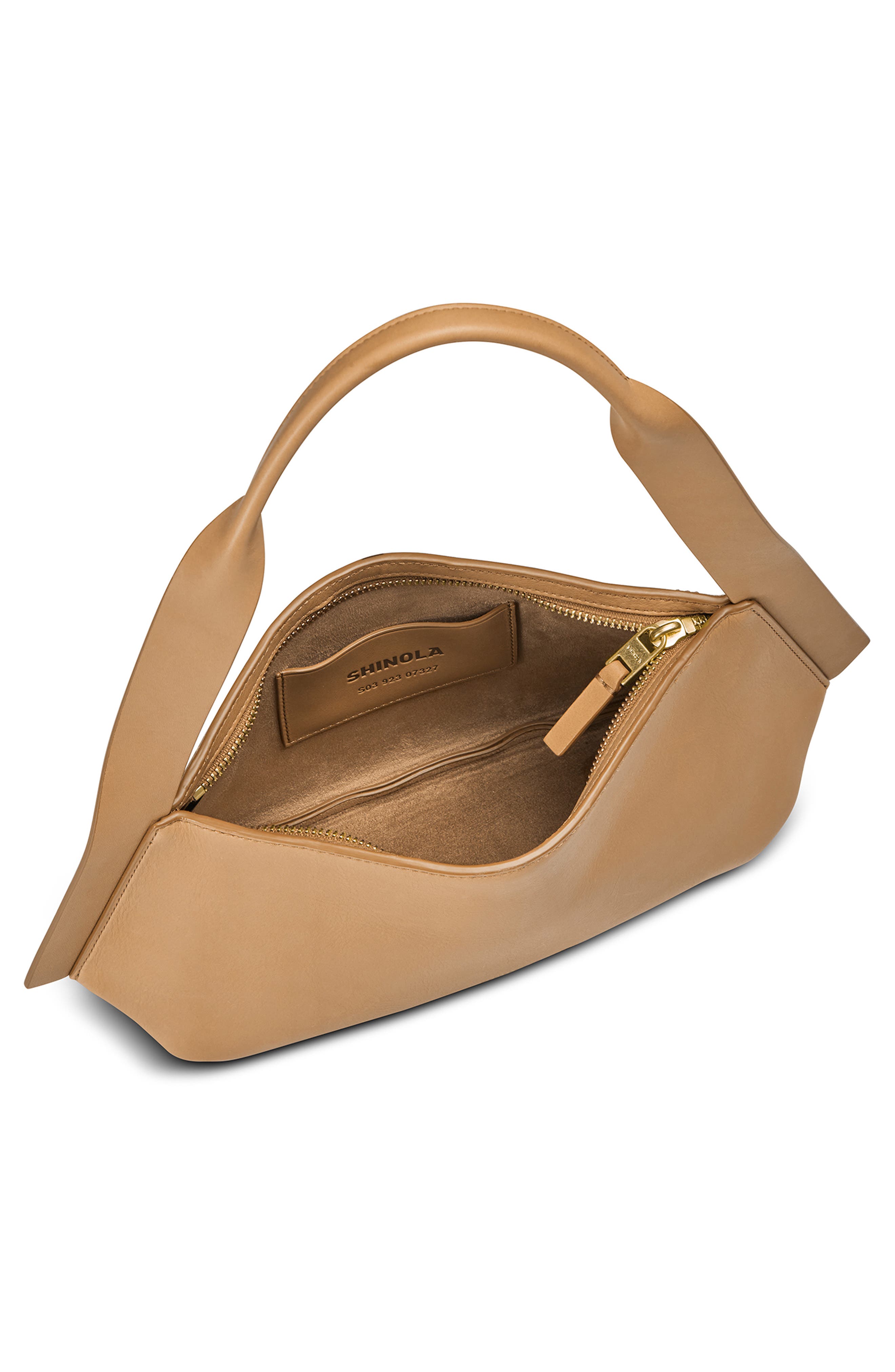 Shinola Small Derby Leather Shoulder Bag, Alternate, color, Honey