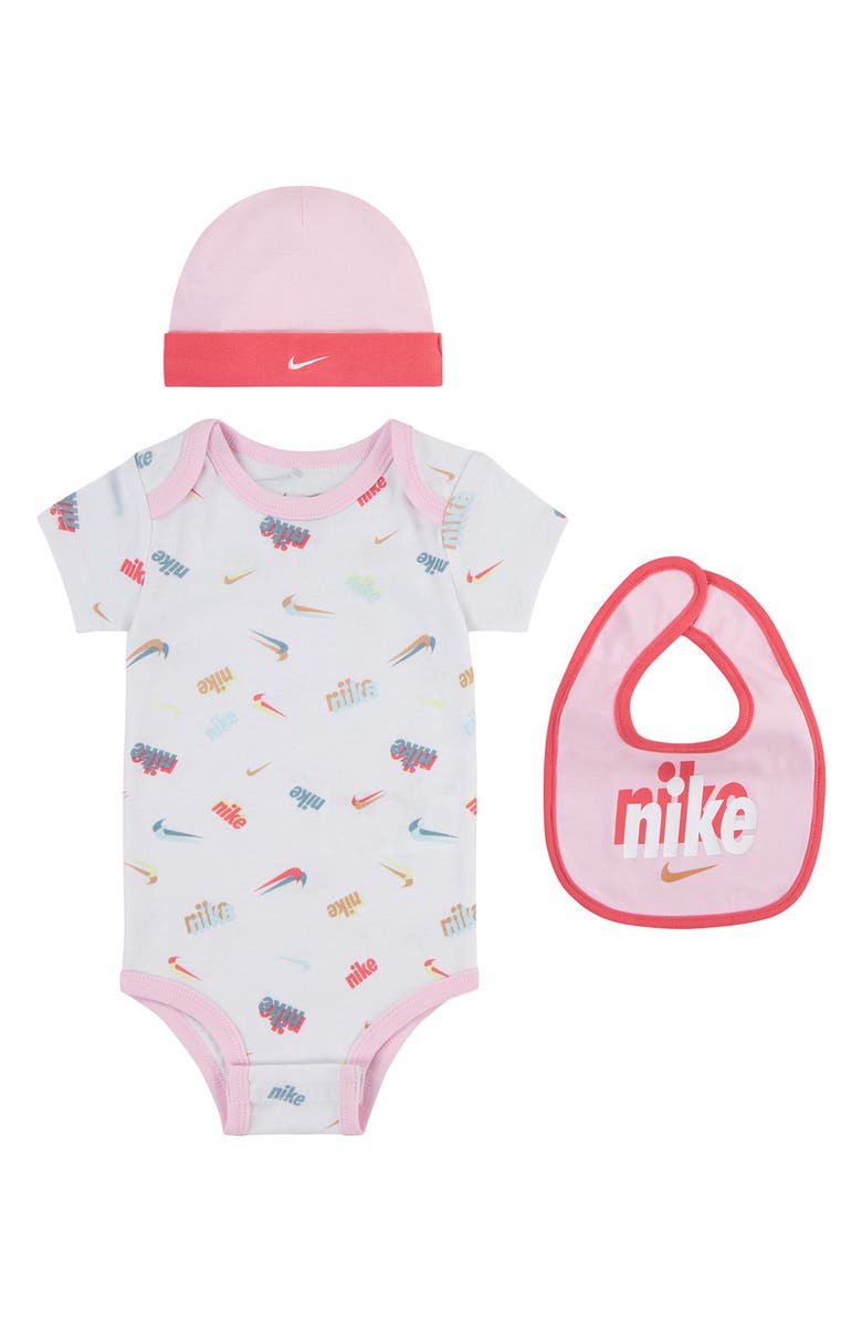 Nike Logo Print Layette Set, Main, color, 