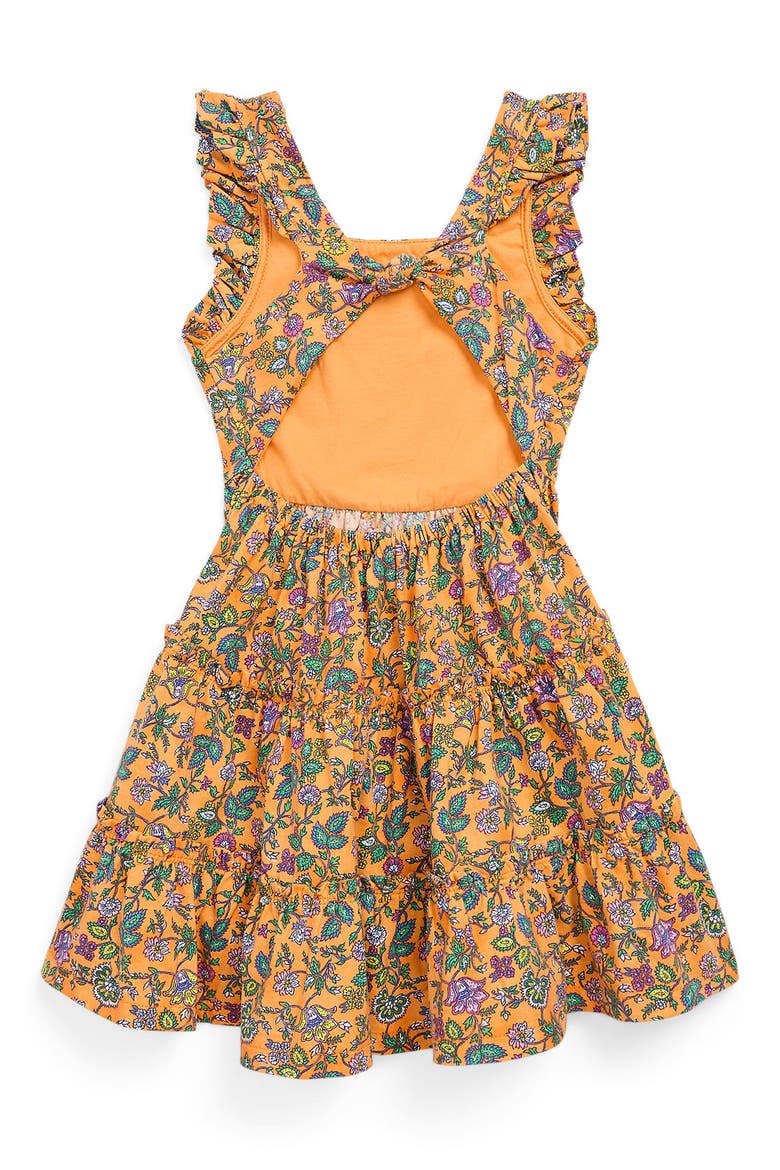 Kids' Floral Ruffle Dress, Alternate, color, TROPICAL WOODBLOCK W DARK PINK