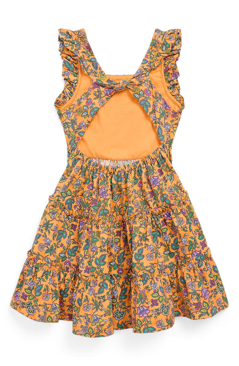 Polo Ralph Lauren Kids' Floral Ruffle Dress, Alternate, color, Tropical Woodblock W Dark Pink