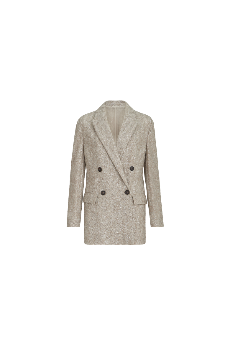Dazzling chevron embroidery blazer in sparkling mohair and wool, Alternate, color, Rope