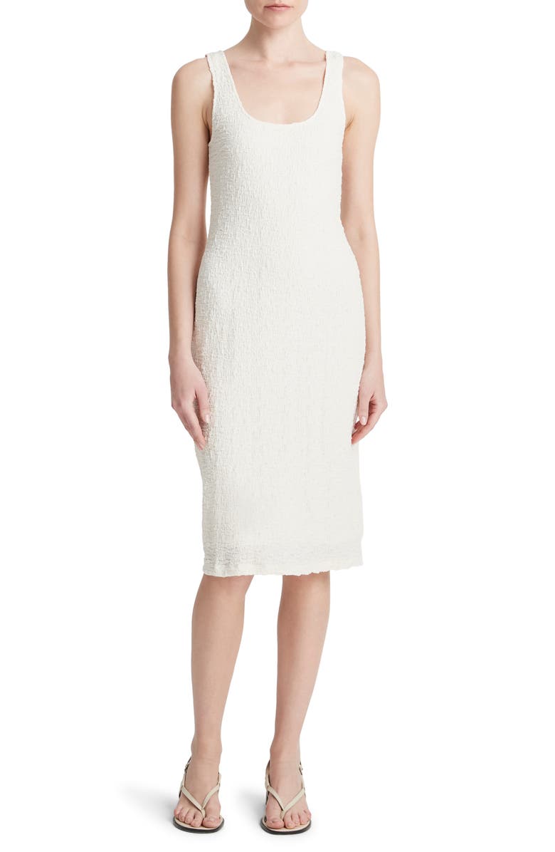 Vince Textured Cotton Blend Tank Dress, Main, color, Gesso