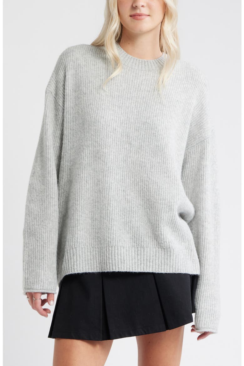 Fuzzy Oversize Sweater, Main, color, GREY SOFT HEATHER