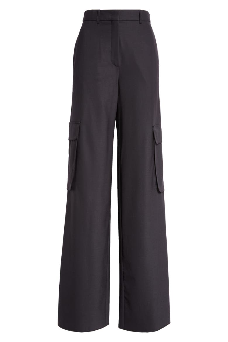 Ghiera Stretch Virgin Wool Cargo Pants, Alternate, color, BLACK