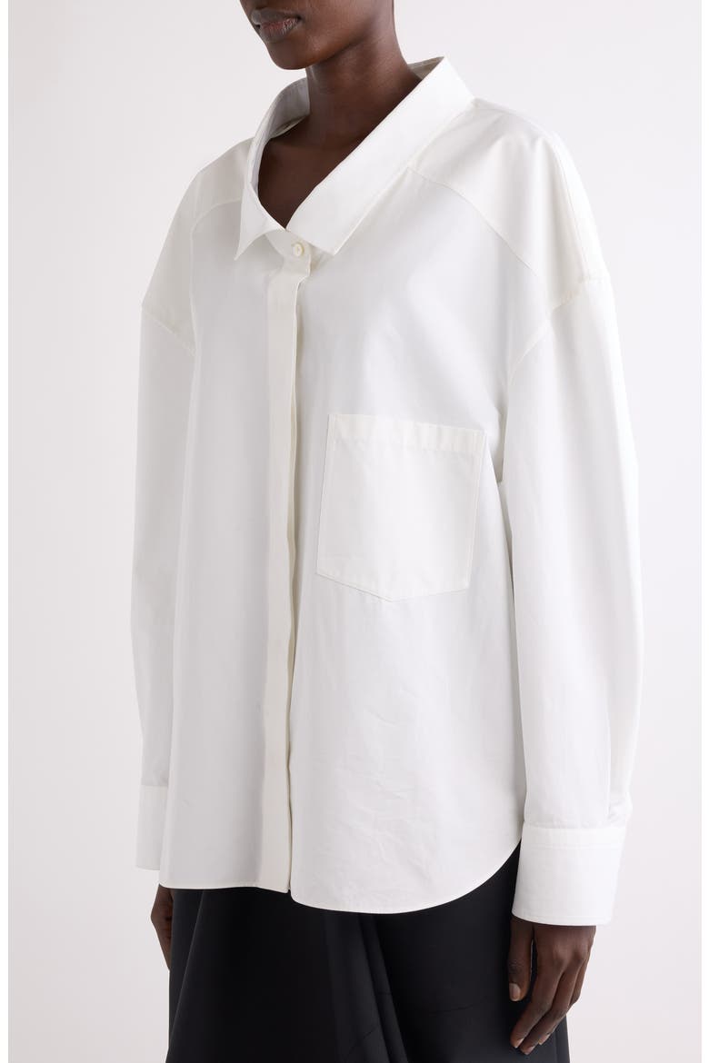 Wide Collar Cotton Poplin Button-Up Shirt, Alternate, color, WHITE