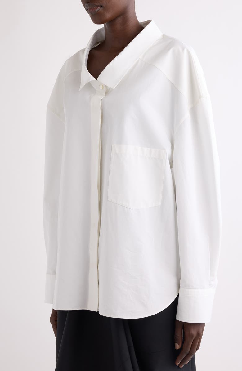 Givenchy Wide Collar Cotton Poplin Button-Up Shirt, Alternate, color, White