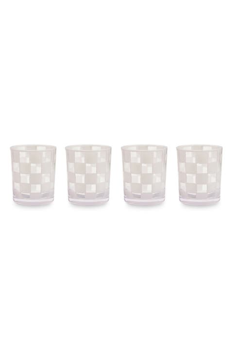 Set of 4 White Check Acrylic Tumblers