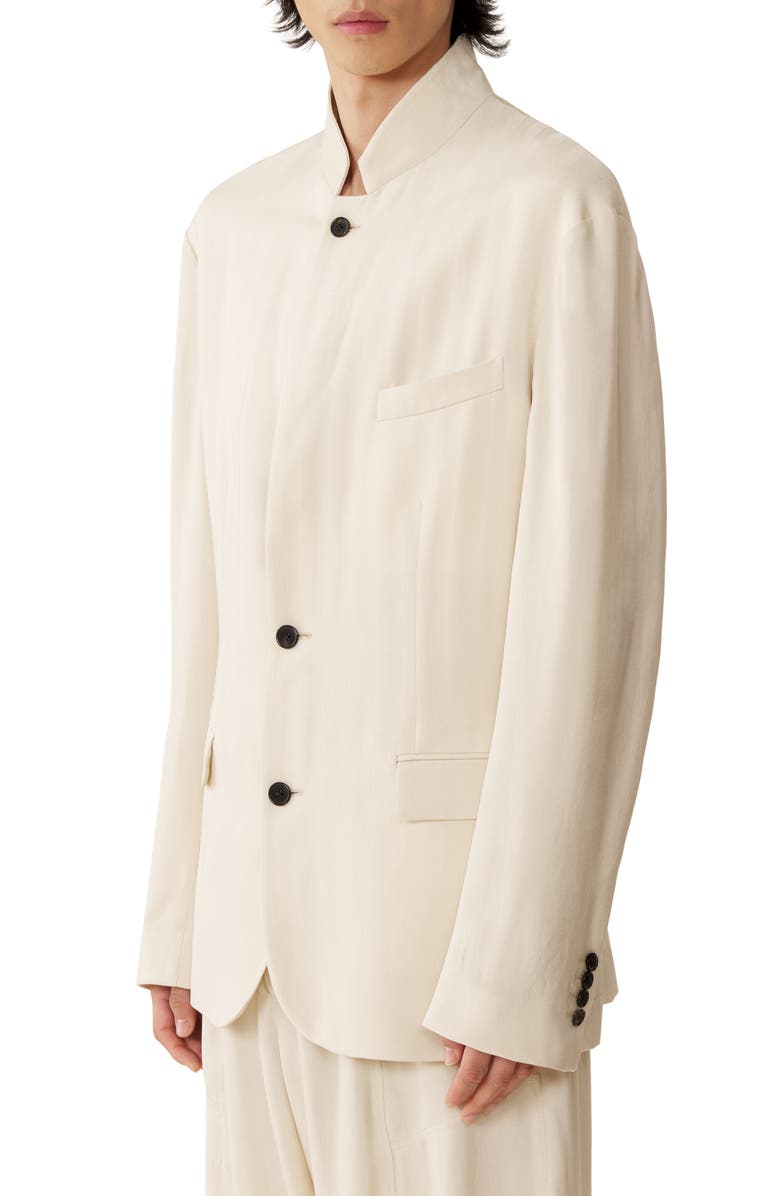 Lanvin Viscose Jacket With Stand-Up Collar, Alternate, color, Milk
