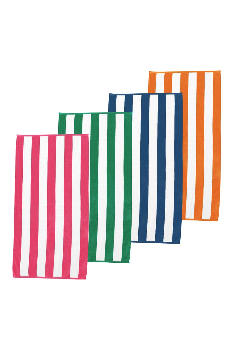 Oversize Stripe 4-Pack Beach Towels, Alternate, color, MULTI PACK