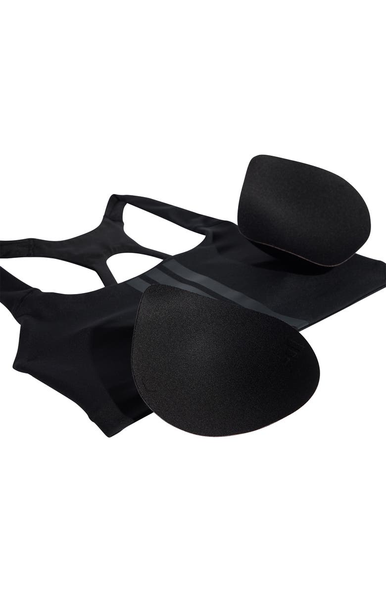adidas Opt 3-Stripes Medium Support Sports Bra, Alternate, color, Black/ Black