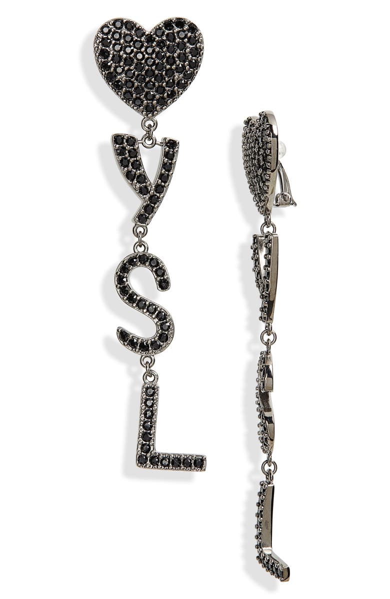 Saint Laurent Opyum YSL Heart Clip-On Earrings, Main, color, 