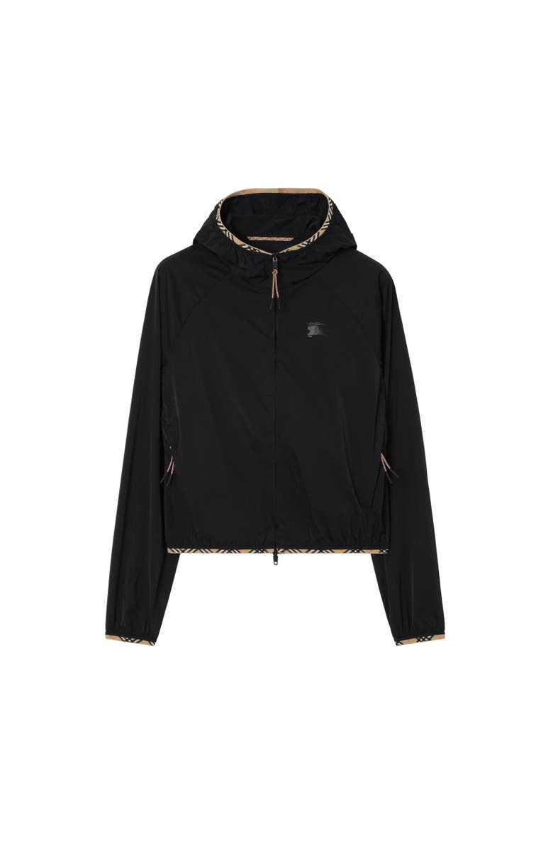 Burberry Stretch Nylon Hooded Jacket, Alternate, color, Black