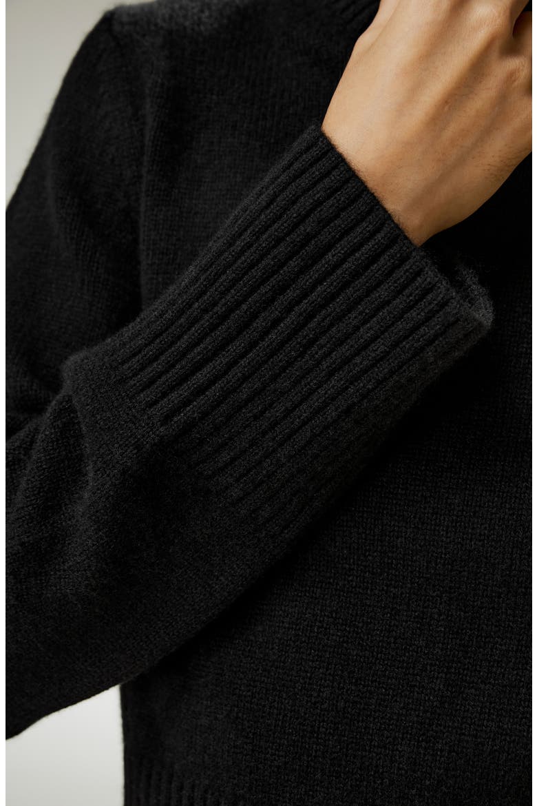 Ribbed Collar and Hemline Wool Cashmere Sweater, Alternate, color, Black