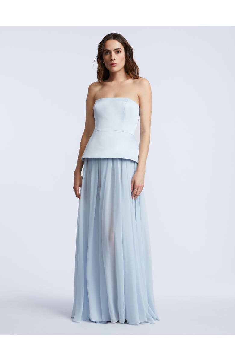 BCBGMAXAZRIA Strapless Peplum Gown, Alternate, color, Skyway